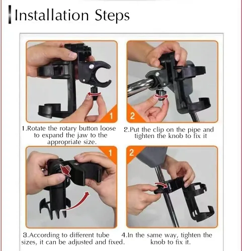 Miniatura 9 de Portavasos para scooter, soporte para botella de bicicleta con rotación de 360 grados, accesorios antideslizantes de desmontaje rápido, soporte
