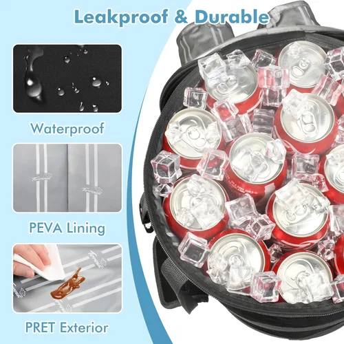 Miniatura 3 de Bolsa enfriadora plegable desplegable y baúl de hielo, aislada, ligera con interior impermeable y portavasos integrado, enfriador portátil a prueba