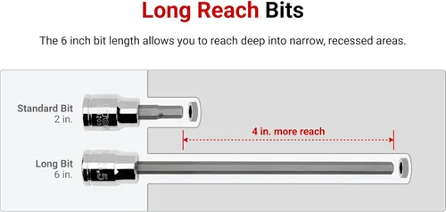 Miniatura 6 de TEKTON 3/8 Pulgadas de unidad x 5 mm de largo Juego de llaves hexagonales SHB13404