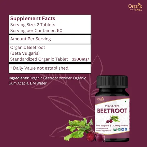 Miniatura 5 de ORGANIC SPREE Remolacha 120 tabletas - Suplemento de remolacha orgánica USDA (Beta vulgaris), apoya la energía, la resistencia y el bienestar diario*
