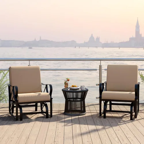 Miniatura 2 de Tangkula Planeador de patio al aire libre, silla deslizante con marco de metal con cojín, silla ergonómica para patio al aire libre para una sola
