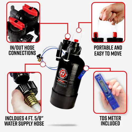 Miniatura 2 de Adam's Polishes Desionizador de Agua Portátil Sin Manchas - Elimina las Manchas de Agua, Enjuague Sin Manchas Detallado Sin Contacto - Fácil de Usar