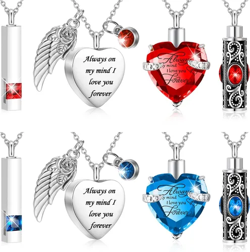 Miniatura 7 de Fumete 8 piezas de collar de urna para cenizas, joyería de cremación, cenizas de seres queridos, collar con colgante de urna de recuerdo