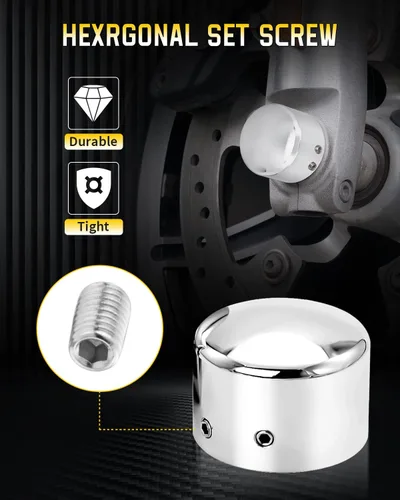 Miniatura 5 de Cubiertas cromadas para tuercas de eje delantero, tapas de eje delantero compatibles con Harley Davidson 2002-2024 VRSC Softail Dyna Super Glide