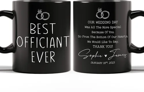 Miniatura 3 de AWE-CREATIVES Taza negra personalizada con el mejor oficiante de la historia, regalo personalizado para bodas, regalos de boda, pareja, taza de café