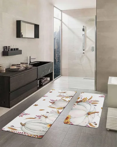 Miniatura 2 de Tapete de baño de calabaza de otoño, antideslizante, de secado rápido y absorbente, de tierra de diatomeas, para fregadero de cocina, lavable