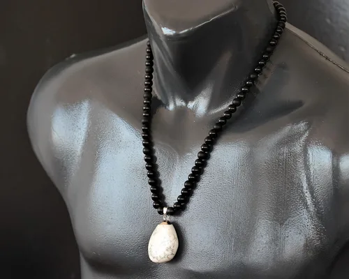 Miniatura 144 de Colgante de turmalina cruda natural, Collar de cuentas de ónix negro genuino, Collar de piedra negra, Collar de piedras preciosas, Cuentas de 0.315