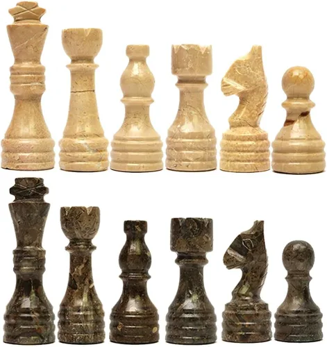 Miniatura 11 de Juego de Piezas de Ajedrez de Mármol Premium Hechas a Mano – Elegante Reemplazo de 32 Piezas para Tableros de Ajedrez de 12-15 Pulgadas con Caja