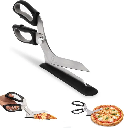 Miniatura 12 de Tijeras de pizza – Tijeras antiadherentes para pizza con base de agarre firme – Cortador de pizza de acero inoxidable de grado alimenticio