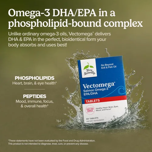 Miniatura 3 de Terry Naturally Vectomega - Suplemento con EPA y DHA - Tabletas Omega-3 para apoyo a la salud cerebral y cardíaca - Suplemento nutricional