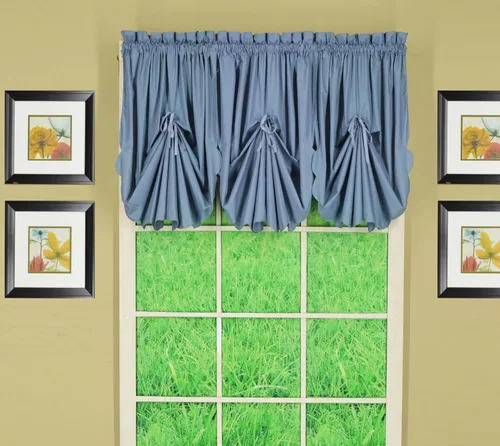 Today's Curtain, Orleans - Cortina festoneada, inserto de ventilador azul, 30 pulgadas de ancho x 40 pulgadas de largo, azul