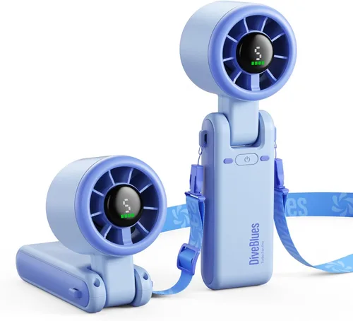 Miniatura 14 de Diveblues Ventilador Turbo Portátil de Mano, Viento de 5 Velocidades, Funciona con Batería, Hasta 12 Horas de Funcionamiento, Ventilador de Mano 3