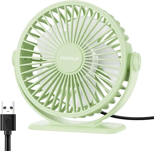 Miniatura 15 de TriPole Ventilador de escritorio con USB, ventilador pequeño portátil de 3 velocidades con brisa fuerte ajustable, mini ventiladores personales