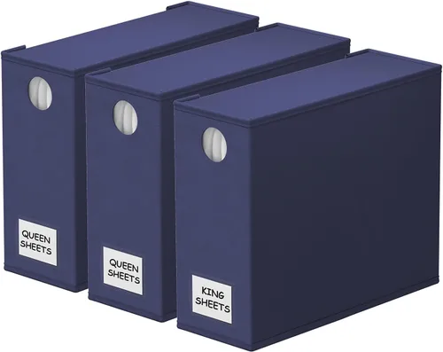 Miniatura 19 de SpaceAid Paquete de 8 Organizadores y Almacenamiento de Sábanas de Cama, Organizador de Sábanas Plegable para Armario de Ropa Blanca, Carpeta Beige
