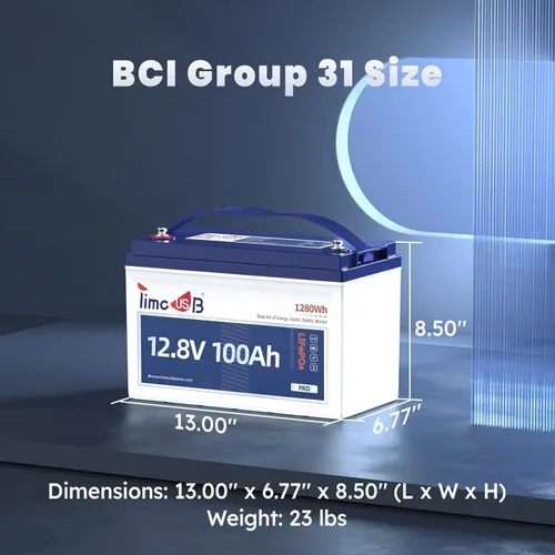 Miniatura 5 de Timeusb Batería LiFePO4 de 12 V 100 Ah, batería de litio Group31 integrada 100 A BMS, 15000+ baterías de fosfato de hierro y litio de ciclos
