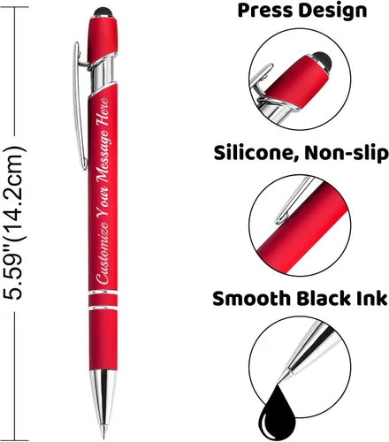 Miniatura 4 de Bolígrafos personalizados con lápiz capacitivo, bolígrafos grabados personalizados, impresos con tu logotipo o mensaje para Navidad, graduación