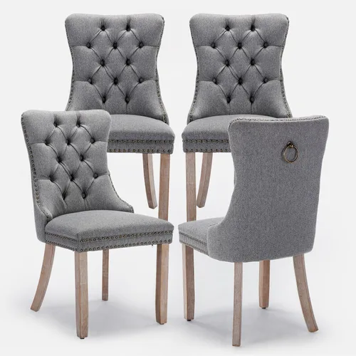 Miniatura 132 de Juego de 2 sillas de comedor tapizadas de terciopelo, sillas laterales de cocina de estilo moderno con ribete de cabeza de clavo y patas de madera