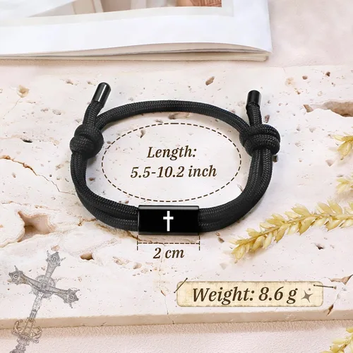 Miniatura 3 de PEALICIOUS Pulsera de cruz para hombre como regalo de San Valentín, fútbol, béisbol, Joshua 1 9, pulsera de cruz de baloncesto filipenses 4:13