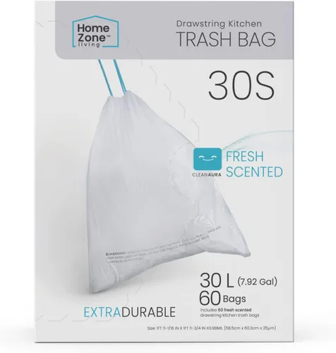 Home Zone Living - Bolsas de basura de cocina de 8 galones con asas de cordón, diseño personalizado resistente para botes de basura de cocina Código
