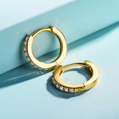 Miniatura 8 de Kainier Aretes de aro chapados en oro de 18 quilates con circonita cúbica, aretes de cartílago, hipoalergénicos para mujeres y niñas, color rosaoro