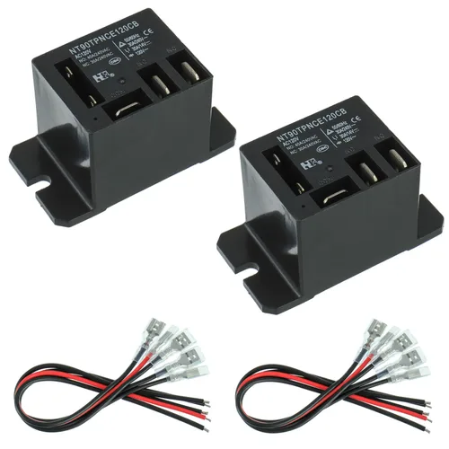 NT90-AC120V-10X Relé de potencia CA 120V bobina 120 VCA 30A 40A SPDT (1NO 1NC) con montaje de brida y 10 terminales de conexión rápida cables mini