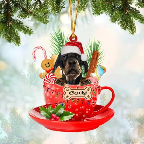Miniatura 20 de NAZENTI Adorno personalizado de Alaskan Malamute en taza roja, adorno de Navidad personalizado para perros amantes de las mascotas, colgante