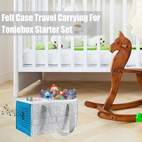 Miniatura 4 de Bolsa de mano para Toniebox Starter Set, funda de transporte al aire libre, bolsa de mano portátil para reproductor de audio Toniebox y figuras Azul