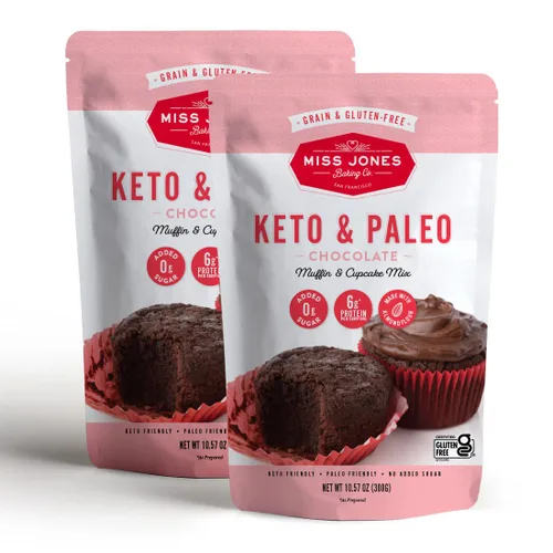 Miniatura 13 de Miss Jones Baking. Mezcla para Brownie Keto, sin azúcar añadida, naturalmente dulces, postres y golosinas. - Adecuadas para diabéticos, dietas