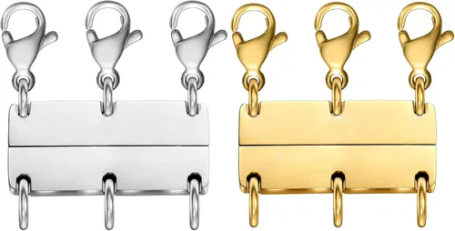 Miniatura 10 de Clysoru Collar con cierres y cierres para mujer, oro y plata, múltiples para separador en capas, cuentas extensoras de cadena, collares y pulseras