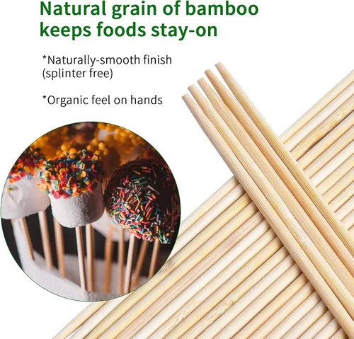 Miniatura 3 de Brochetas de bambú natural de 6 pulgadas, aptos para niños/verdaderos semipuntos, para frutas, kebab, aperitivo, fuente de chocolate, fondue