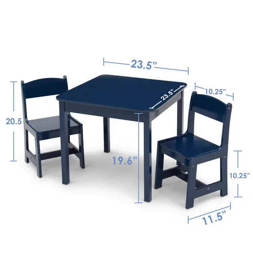 Miniatura 6 de Delta Children MySize - Juego de mesa y silla de madera para niños (2 sillas incluidas), color azul oscuro Azul profundo
