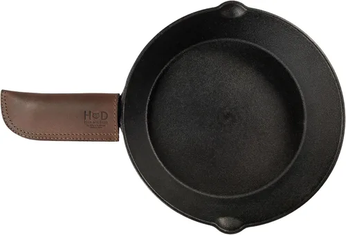 Miniatura 4 de Hide & Drink, Funda para mango de sartén caliente hecha a mano de cuero grueso de grano completo, resistente al calor, agarre resistente para una