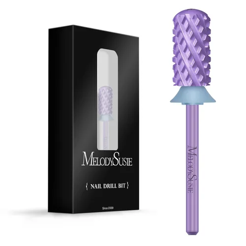 Miniatura 52 de MelodySusie Brocas de uñas de seguridad, brocas de carburo de 2,38 mm de barril grande y parte superior redonda y suave, adecuadas para manicura