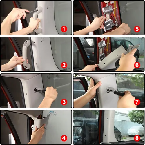 Miniatura 4 de Kit de repuesto de mango de agarre de pilar A para automóvil compatible con Toyot@ FJ Cruiser 2007-2021, mango de aleación de aluminio para Negro
