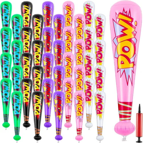 Miniatura 12 de WILLBOND 18 bates inflables de béisbol de 17 pulgadas a granel, regalos de fiesta de béisbol, premios de carnaval, inflable, juguete inflable con 1