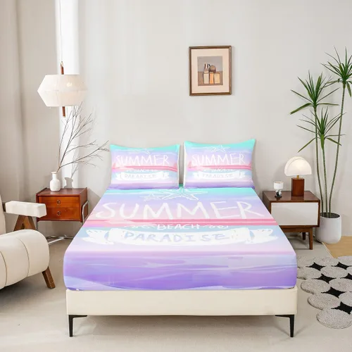 Miniatura 5 de Juego de sábanas de verano para niños, tamaño individual, con diseño de estrella de mar, vista hawaiana, decoración de habitación de niñas y niños