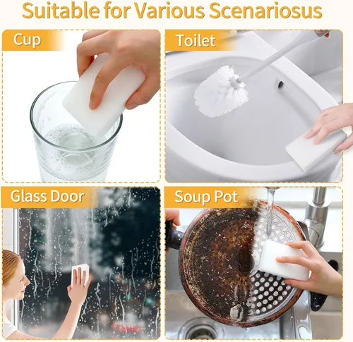 Miniatura 3 de Trendbox Paquete de 50 esponjas de melamina mágicas de limpieza en espuma de melamina a granel para platos, esponjas borradoras para limpieza