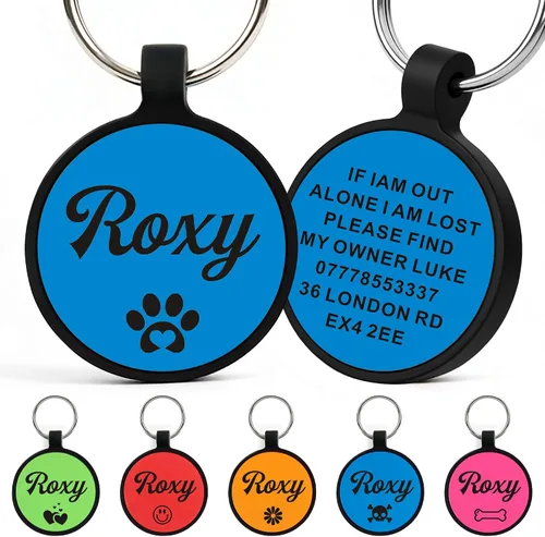 Miniatura 10 de Etiquetas para perros personalizadas para mascotas, etiqueta de silicona para perro, etiquetas de nombre para perro, etiquetas de perro Rosa