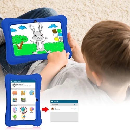Miniatura 5 de PRITOM Tablet de 7 pulgadas para niños con funda, tableta Android 13, 32 GB ROM, WiFi, Bluetooth, cámara dual, educación, juegos, control parental