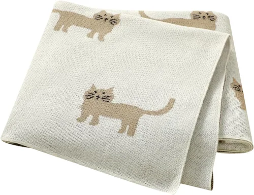 Miniatura 19 de Hadetoto Mantas de bebé para niños y niñas, mantas de algodón de punto para recién nacidos, manta de recepción de ganchillo neutro, esenciales