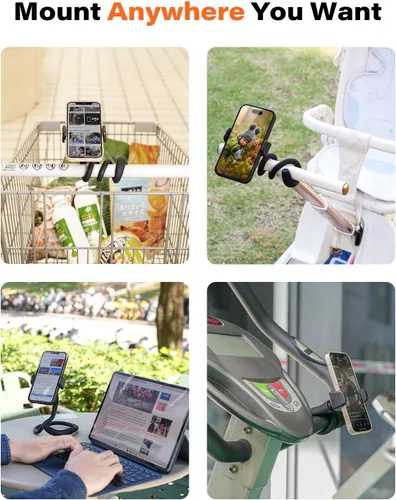 Miniatura 5 de A2C Soporte flexible para teléfono para cinta de correr, pelotón, cochecito, carrito de compras, escritorio, cuello de cisne para teléfonos