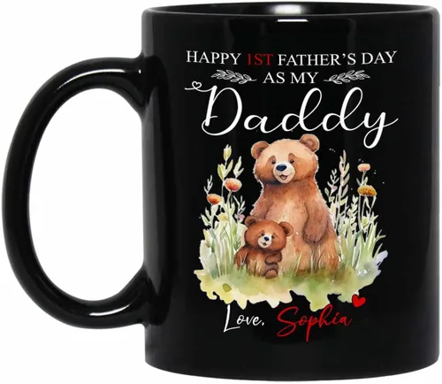 Miniatura 18 de Baby Coming Soon - Taza de café negra de 11 onzas y 15 onzas, taza de café personalizada para papá con nombre, taza de café de cerámica con anuncio