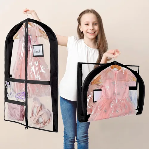 Miniatura 2 de Univivi Bolsas de PVC transparente para disfraz de baile, bolsa de ropa de 35 pulgadas para competiciones de baile, con 3 bolsillos separados