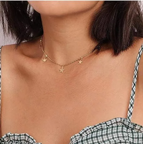 Miniatura 8 de Long tiantian Gargantilla de estrella dorada para mujer, gargantilla simple para adolescentes y niñas, Cobre, otro