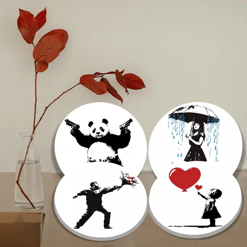 Miniatura 7 de Banksy Fundas para Quemadores de Estufa Eléctrica, Juego Divertido de 4 Redondos de 8 Pulgadas y 10 Pulgadas, Cubierta de Metal para Gas, Ojos