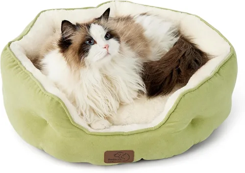 Miniatura 25 de Bedsure Camas refrescantes para perros pequeños, camas redondas para gatos de interior, cama lavable para cachorros y gatitos con parte inferior Azul