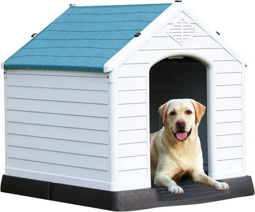 Miniatura 8 de Casa para perros, perreras para perros al aire libre, refugio impermeable para mascotas, perrera de plástico duradero para perros pequeños, medianos