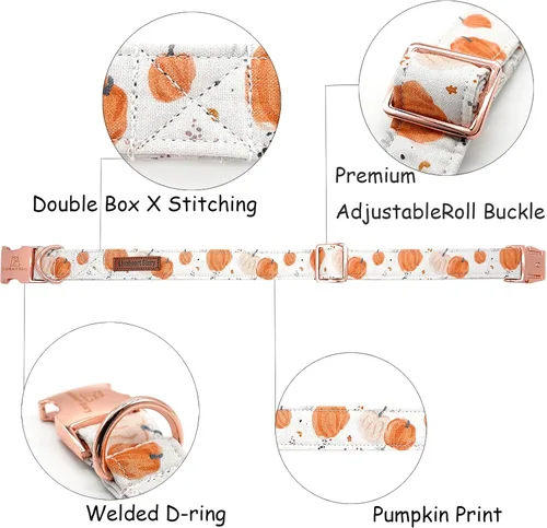 Miniatura 2 de Lionheart Glory Collar de perro ajustable y resistente para perros medianos - Collar de calabaza de otoño/Halloween A: Calabaza de Halloween