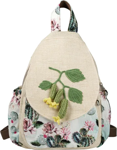 Miniatura 14 de HUANGGUOSHU Mochila de algodón tejida de algodón bohemio con bordado de lona estilo bohemio con múltiples bolsillos retro linda mochila cartera