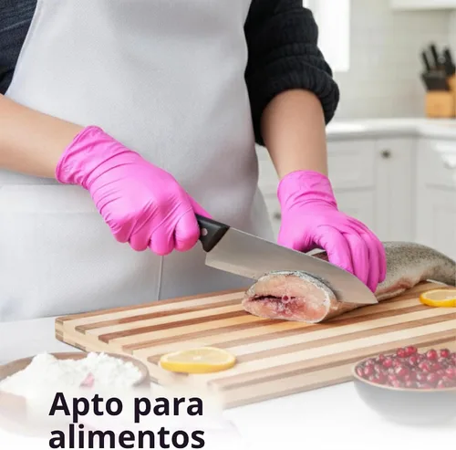 Miniatura 3 de SwiftGrip Guantes de nitrilo sin polvo, 3 mil, guantes de nitrilo desechables, sin látex, sin polvo, rosa/fucsia
